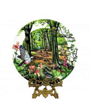 Декоративная тарелка Панорама реки, Буковое дерево, Wedgwood, фарфор. Англия