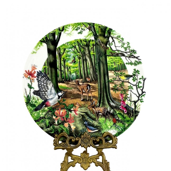 Декоративная тарелка Панорама реки, Буковое дерево, Wedgwood, фарфор. Англия