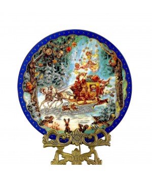Декоративная тарелка Рождество, Прогулка по зимнему лесу, Reichenbach. Германия