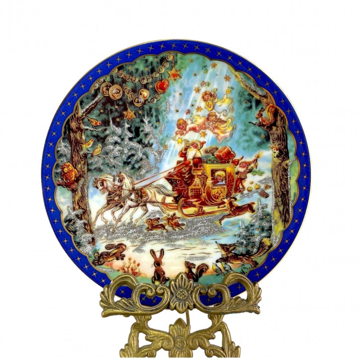 Декоративная тарелка Рождество, Прогулка по зимнему лесу, Reichenbach. Германия