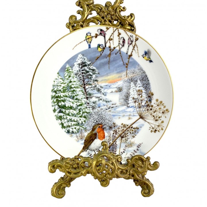 Декоративная тарелка Загородная жизнь в декабре, Royal Worcester Porcelain. Англия