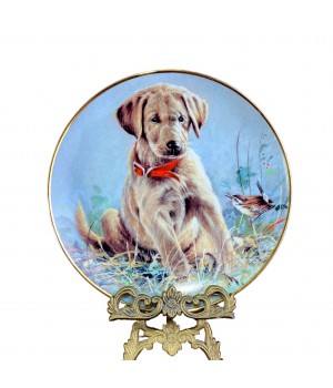 Декоративная тарелка Собака Щенок, Глаза в глаза. США