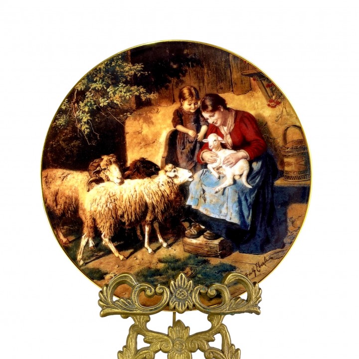 Декоративная тарелка Reichenbach, Новорожденный ягненок. Германия