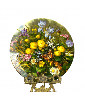 Декоративная тарелка, У пруда, Am Teich, Дикие цветы, Furstenberg. Германия