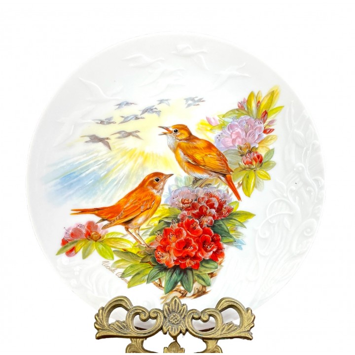  Декоративная тарелка Nachtigallen, Rosenthal, Птицы Соловьи, Розенталь. Германия