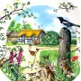 Декоративная тарелка Панорама реки, Фермерский коттедж, Wedgwood, фарфор. Англия