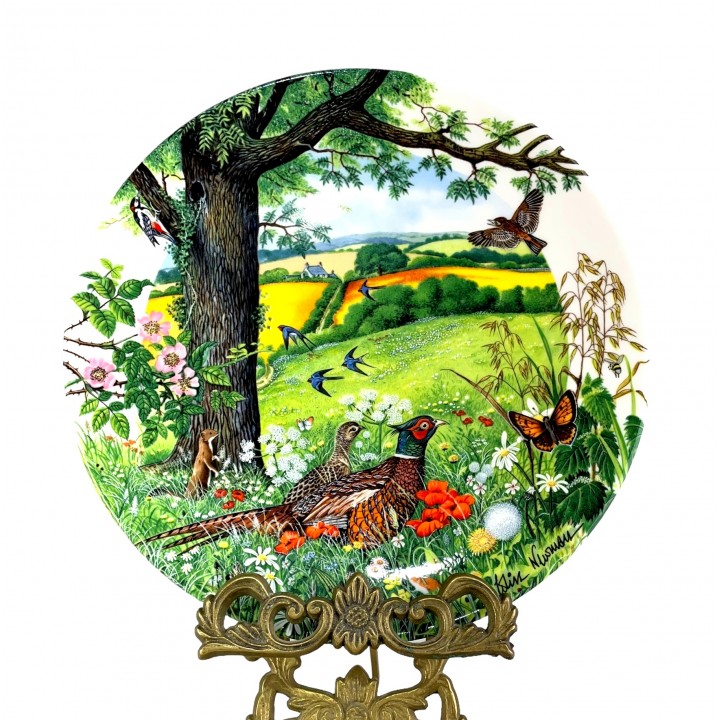 Декоративная тарелка Панорама реки, Луга и заболоченные поля, Wedgwood, фарфор. Англия