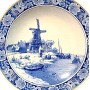  Декоративная тарелка Замерзшая река, Delft. Голландия