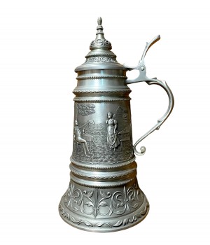 Пивная кружка, большая, оловянная, Влюбленная пара WMF. Германия