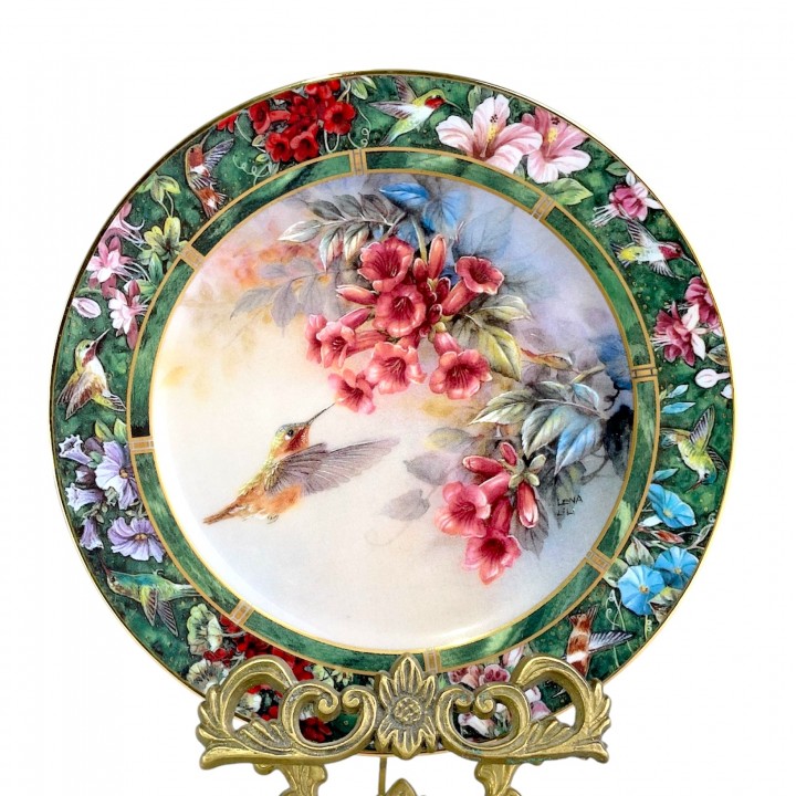 Декоративная тарелка Птицы Рыжая Колибри, George, Lena Liu. США
