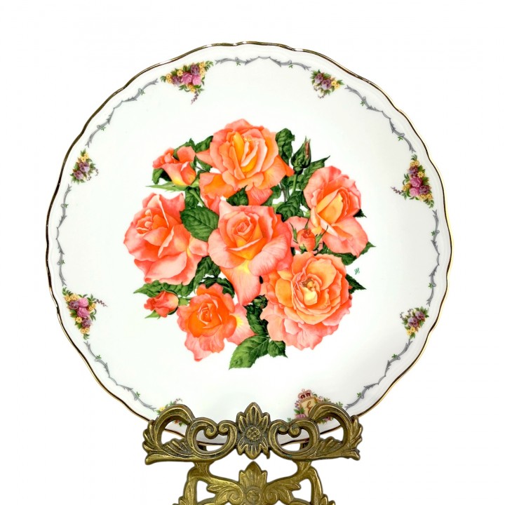 Декоративная тарелка Красные розы, Елизавета Гламисская, Royal Albert. Англия