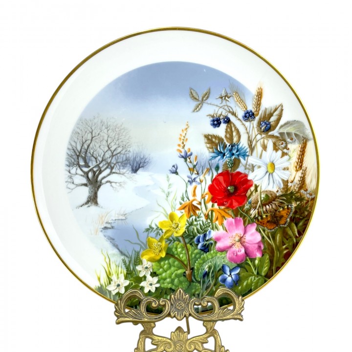 Декоративная тарелка Январь, горные цветы, Rosenthal. Германия