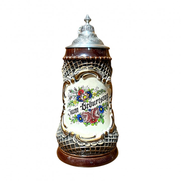 Пивная кружка с крышкой С Днем Рождения, Original King. Германия