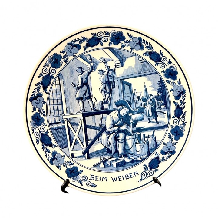 Декоративная тарелка Beim Weissen, Побелка, Delft, Делфт. Голландия