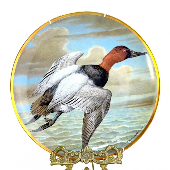 Декоративная тарелка Водные птицы мира, Нырок, Limoges. Франция