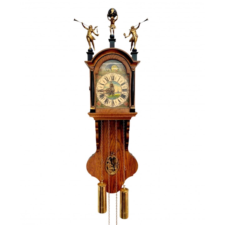 Часы настенные Wuba Zaanse Clock, механические, лунный календарь (14). Голландия