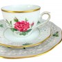 Чайное трио №1 Rosa Indica, Schumann Arzberg, прорезной фарфор. Германия