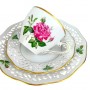 Чайное трио №1 Rosa Indica, Schumann Arzberg, прорезной фарфор. Германия