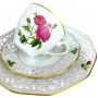 Чайное трио №8 Rosa Gallica Bordo, Schumann Arzberg, прорезной фарфор. Германия