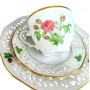 Чайное трио № 3 Rosa Centifolia Burgundiaca, Schumann Arzberg, прорезной фарфор. Германия