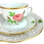 Чайное трио № 3 Rosa Centifolia Burgundiaca, Schumann Arzberg, прорезной фарфор. Германия