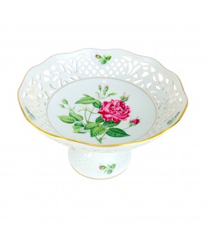 Вазочка, конфетница на ножке Rosa Indica, Schumann Arzberg, фарфор. Германия