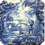 Тарелка пирожковая Myotts Country Life, Сельская жизнь, Охота, синий. Англия