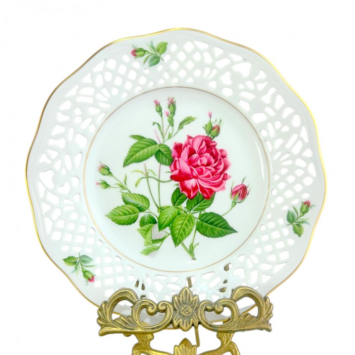 Декоративная тарелка №1 Rosa Indica, Schumann Arzberg, прорезной фарфор. Германия