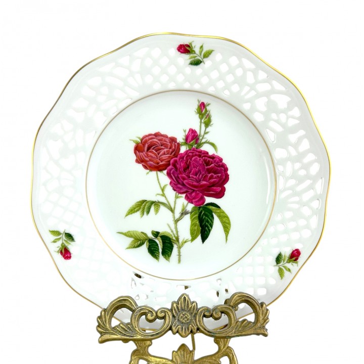 Декоративная тарелка №8 Rosa Gallica Bordo, Schumann Arzberg, прорезной фарфор. Германия