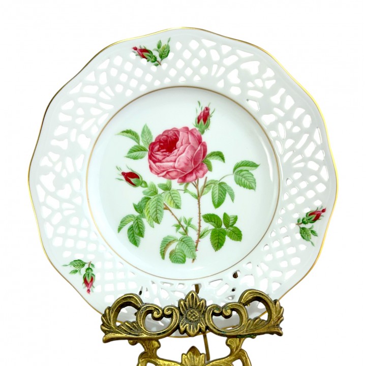  Декоративная тарелка № 3 Rosa Centifolia Burgundiaca, Schumann Arzberg, прорезной фарфор. Германия