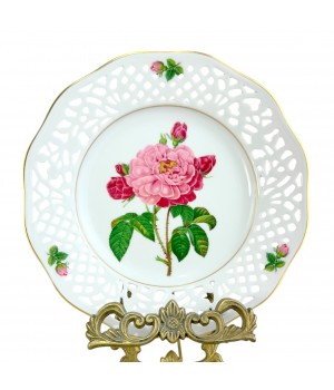  Декоративная тарелка №12 Rosa Gallica, Schumann Arzberg, прорезной фарфор. Германия