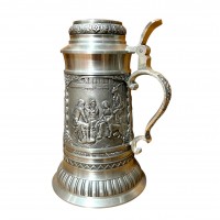 Кружка пивная, оловянная Разговор в таверне, DNL. Германия