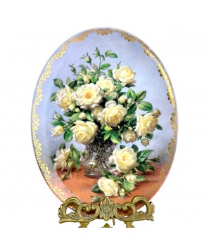 Декоративная тарелка Princess of Wales Rose, Розы принцессы Уэльса, Royal Worcester. Англия