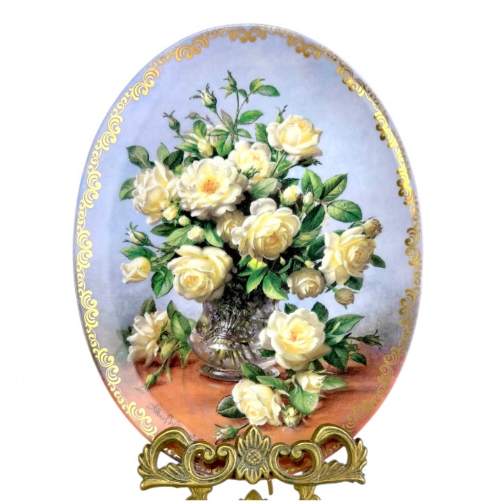 Декоративная тарелка Princess of Wales Rose, Розы принцессы Уэльса, Royal Worcester. Англия