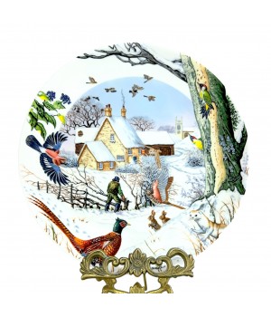 Декоративная тарелка Рождество в деревне, Лесники, Wedgwood, фарфор. Англия