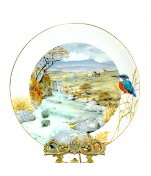 Декоративная тарелка Уединенный ручей в ноябре, Royal Worcester. Англия