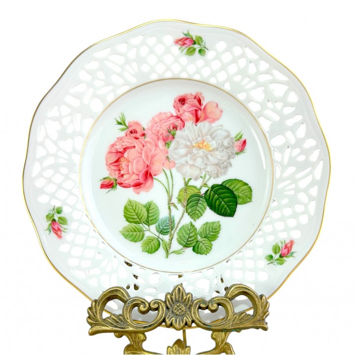  Декоративная тарелка №2 Rosa Damascena Celsiana, прорезной фарфор. Германия