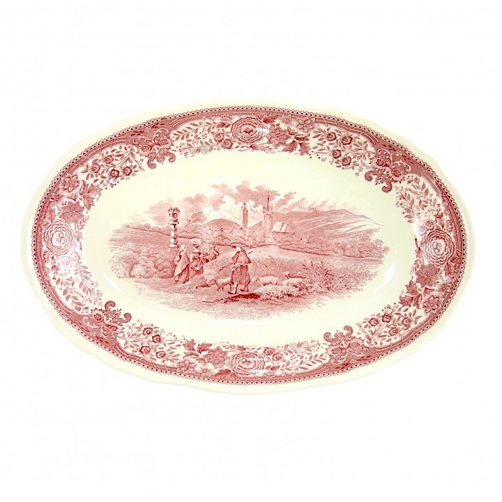 Блюдо овальное, высокое Villeroy Boch, Burgenland, красный. Германия