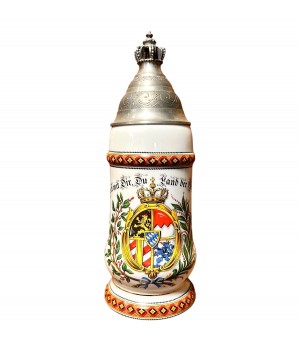 Пивная кружка с крышкой Герб, Литофания. Германия