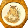 Панно, керамический изразец в дубовой раме Сова. Италия