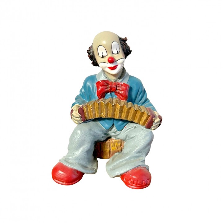 Статуэтка винтажная Клоун музыкант играет на гармошке, Gilde Clowns. Германия