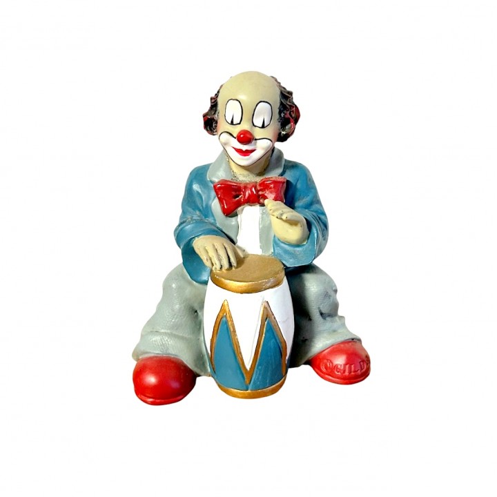 Статуэтка винтажная Клоун музыкант играет на барабане, Gilde Clowns. Германия