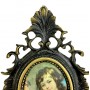 Картинка, шелкография Девочка с корзинкой черешни, в бронзовой раме. Италия