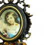 Картинка, шелкография Девочка с корзинкой черешни, в бронзовой раме. Италия