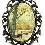 Картинка, шелкография Олени, в бронзовой раме. Италия
