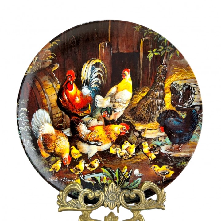 Декоративная тарелка Гордый петух, Урсула Банд, Ursula Band, Tirschenreuth, винтаж. Германия
