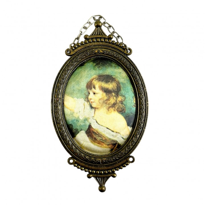 Картинка, шелкография Девочка в овальной раме. Италия