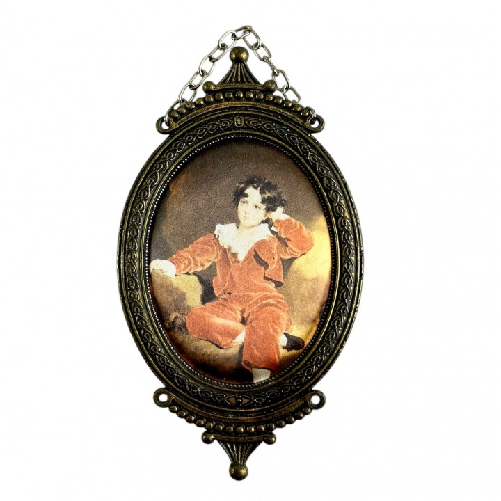 Картинка, шелкография Мальчик в овальной раме. Италия