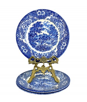 Пирожковые тарелки Английская деревня, English Ironstone, синие. Англия