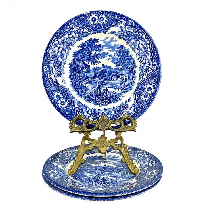 Пирожковые тарелки Английская деревня, English Ironstone, синие. Англия